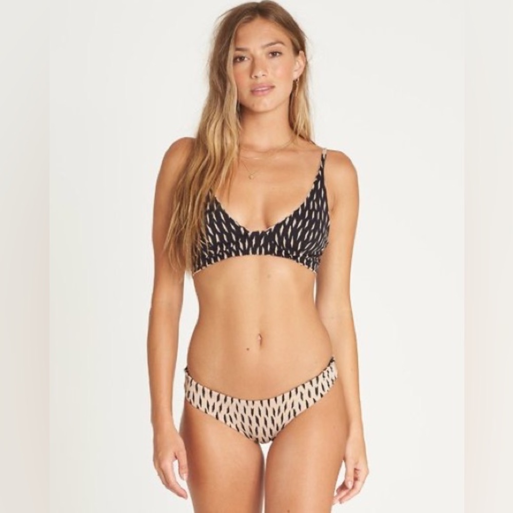 Billabong Look Farther Black and Brown Patterned Reversible Bikini Set